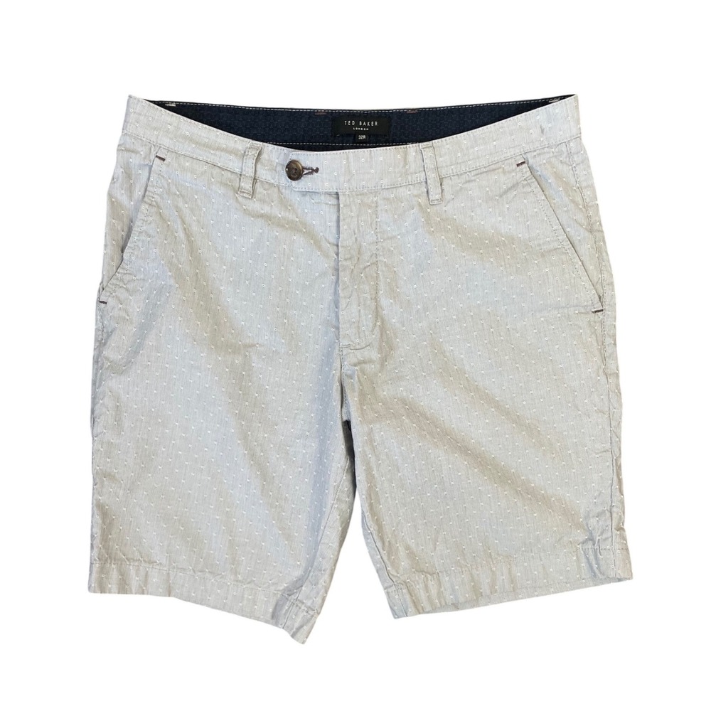 Ted‎ Baker London Erba Mens Chino Shorts Light Blue Micro Dot Striped 32R